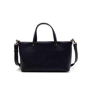 Elegant Black <b>Pebbled</b> Leather Tote Bag Women Shoulder Handbag Solid Color Zipper Closure Cotton Lining Daily Use All Seasons - Product Image 2