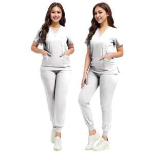 Wholesale High Quality Eco-Friendly Medical <b>Scrubs</b> Set Unisex Hospital Nurse Uniforms V-Neck Top Jogger Pants Stretch Customized - Product Image 5