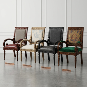 <span class=keywords><strong>Chaise</strong></span> de salle à manger classique de luxe en bois massif, fauteuil rembourré sculpté à la main pour hôtel, restaurant, villa, banquet, mobilier sur mesure OEM - Product Image 1