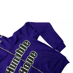 Sudadera con capucha y cremallera completa, estilo hip hop, lavado ácido negro, estampado personalizado, sudadera con cremallera. - Product Image 3