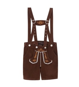 Trajes de Lederhosen Alemanes, Pantalones Cortos con Tirantes para Cerveza, para el Oktoberfest Bávaro, Halloween, Carnaval, con Patrón Bordado Sólido - Product Image 1