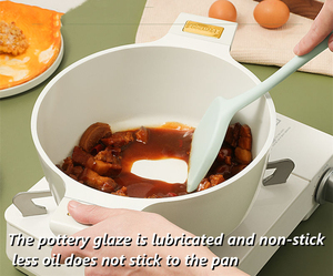 Modern Non Stick Casserole <b>Pot</b> Featuring Granite Stone Coating Multi Layer Aluminum Construction Tempered Glass Cover - Product Image 3