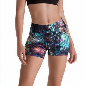 Shorts de yoga taille haute Regal Three pour femme - Tissu à mémoire de forme 100 % polyester, compression liftante, vêtements de fitness - Product Image 6