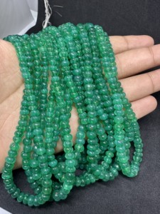 Cuentas de Calabaza de Ónix Verde Talladas a Mano, Cuentas de Calabaza de Ónix Verde Natural, Calidad AAA, Cuentas de Calabaza de Ónix Verde de 16 Pulgadas para Joyería - Product Image 1