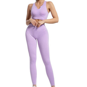 Wholesale Women Solid Yoga Set High Stretch Fitness Workout Activewear Leggings and Sports <b>Bra</b> with Front Logo for Gym Yoga - Product Image 1
