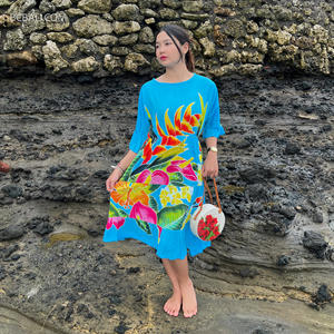 2025 nuevo diseño balinés artesanal rayón playa vestido diseño Floral pintado a mano Original hecho en Bali alta calidad - Product Image 5