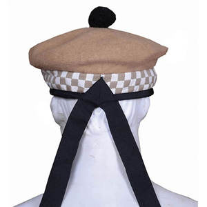Gorro Balmoral 100% Lana, Color Blanco Dorado y Negro, Hecho a Mano, Tradicional Escocés, para Kilt, OEM ODM 2026 - Product Image 3