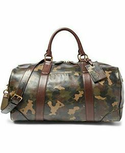 Bolsa de Viaje Unisex de Cuero Genuino con Estampado de Camuflaje, Cierre de Cremallera, Asa Suave, 20-35L, Resistente - Product Image 1
