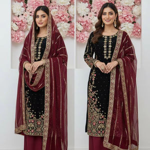 Indiaas-Pakistaanse dames Sharara pak, feestkleding, Bollywood stijl, zwaar faux georgette, sneldrogend, regular fit, groothandel - Product Image 5