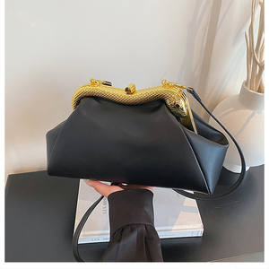 Pochette dorée métallique avec fermoir, élégante pochette de soirée pour femme, sac à main de mariage, design élégant à poignée unique, sac à main à fermoir. - Product Image 2