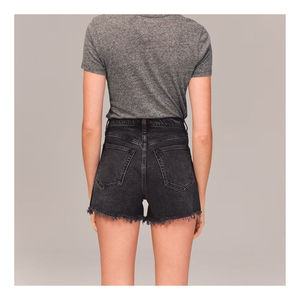 Cheap Price Women High <b>Waist</b> Breathable Cotton Denim Shorts Cutoff OEM - Product Image 4
