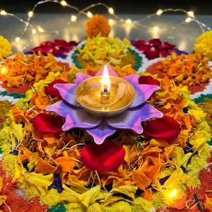 Diya de Latón AG Elements con Diseño de Pétalos, Lámpara de Aceite Ecológica Hecha a Mano de 3 Pulgadas para Pooja, Decoración Festiva del Hogar - Product Image 2