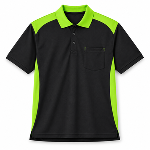 Red and <b>Black</b> Short Sleeve <b>Polo</b> <b>Shirt</b> with Chest Pocket and Contrast Panels Staff Uniform Team Uniform Casual Wear Collared Top - Product Image 2