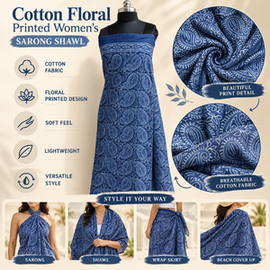 Elegant Floral Cotton Sarong <b>for</b> <b>Women</b> Printed Soft and Breathable Beach Wrap Lightweight <b>Shawl</b> Swimwear Cover Up Resort Travel - Product Image 5