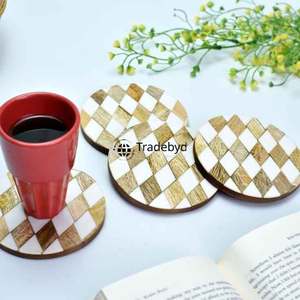 Posavasos de Lujo con Incrustaciones de Hueso, Hecho a Mano, Decorativo, 4x4 Pulgadas, Cuadrado, Disponible en Diferentes Colores, para Uso en el Hogar y Bodas, Tradebyd - Product Image 6