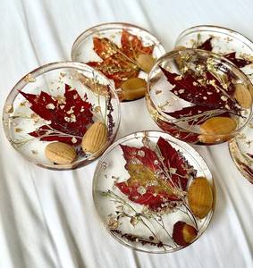 Decorative Resin Coaster Set 5mm Vintage Style for Festive <b>Table</b> Arrangement Modern Home Interior Styling Drink <b>Protection</b> Use - Product Image 4