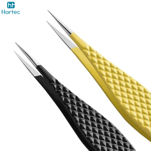 Yellow And Black Color Grafted Lash Tweezers, In Best Price Beauty Salon Use For Pick Eyelash Extension Tweezers - Product Image 3