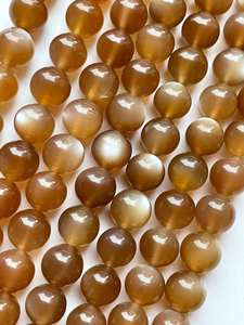 ลูกปัดมูนสโตนสีน้ำตาลธรรมชาติทรงกลม สวยงาม ระยิบระยับ คุณภาพสูง - Product Image 6