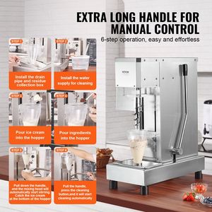 Frullatore Commerciale ad Alta Velocità 750W 1740RPM, Macchina per Gelato con Frusta in Acciaio Inox 304 a Manico Lungo per Mescolare e Miscelare Gelati - Product Image 6