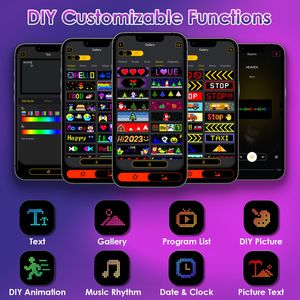 Paquete de 2 Letreros LED Ultrafinos Programables para Auto con Ojos de Demonio, Control Remoto por Aplicación, Diseño DIY con Texto, Patrones y Animaciones - Product Image 5