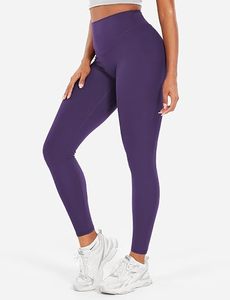 Leggings de yoga sans couture taille haute, longueur intégrale, couleur unie violet, pantalon de sport élastique pour femme - Product Image 5