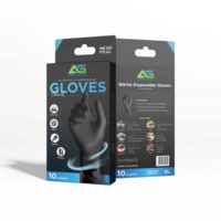 Gants jetables en nitrile noir sans poudre, à texture sur les doigts, multi-usages, qualité fiable, marque privée