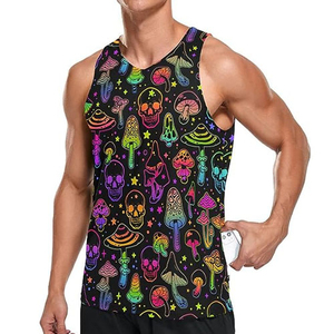Men's Psychedelic <b>Skulls</b> Tank <b>Top</b> O-Neck Sublimation Print Quick Dry Streetwear Knitted Sleeveless <b>Top</b> - Product Image 3