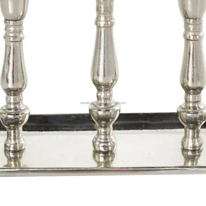 <b>Silver</b> Three Arm Candle Stand Metal Tabletop Home Decoration Bar Shape Durable Candle Holder - Product Image 4