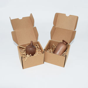 แจกันดอกไม้ไม้วอลนัท แจกันไม้แกะสลักสีน้ำตาลสำหรับตกแต่งบ้าน - Product Image 5