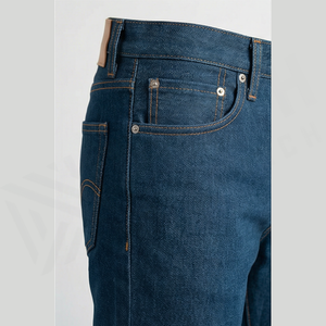 Jean en denim coupe droite délavé foncé pour homme, taille haute, coupe slim, en coton, style décontracté, pantalon d'automne - Product Image 5