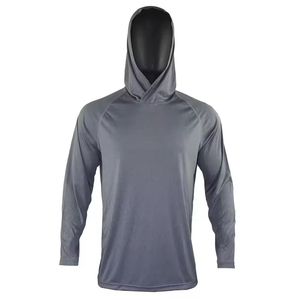 Camisa de Pesca con Capucha de Manga Larga Azul Claro para Hombre, Protección Solar UPF 50, Anti-UV, Color Sólido, Estilo Pullover - Product Image 2