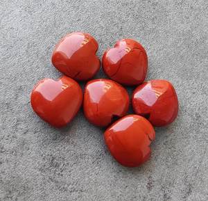 พลอยแจสเปอร์สีแดงธรรมชาติ รูปหัวใจ ทรงบริโอเลต คาโบชอง คุณภาพเกรดสำหรับทำเครื่องประดับ พลอยหลวม - Product Image 6