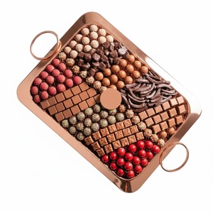 Bandeja de chocolate de lujo hecha a mano, elegante plato color oro rosa, caja de regalo de chocolate para bodas, eventos y ocasiones especiales - Product Image 1