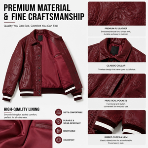 Chaqueta Bomber de Cuero Genuino con Estampado Floral para Hombre, Cuello Camisero, Estilo Casual, Corte Regular, Otoño, Venta al Por Mayor, Exportación OEM - Product Image 2