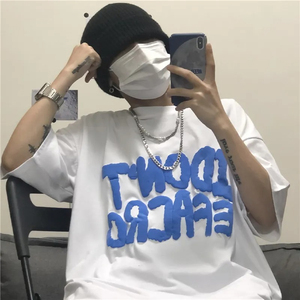 เสื้อยืดลำลองผู้ชายทรงหลวม ระบายอากาศได้ดี ป้องกันรอยยับ ผลิตจากผ้าฝ้าย 100% คุณภาพพรีเมียม สวมใส่สบาย พิมพ์ลายพัฟ - Product Image 4