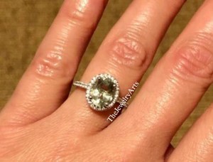 <b>Green</b> <b>Amethyst</b> Wedding <b>Ring</b> 925 Sterling Silver Oval Cut Gemstone Handmade Halo Engagement <b>Ring</b> Vintage Bridal Romantic Gift - Product Image 5