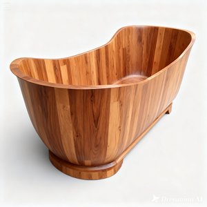 Hot Sale Indonesia Made Timber Vertical Teak Wood Free <b>Standing</b> Ergonomic Eco-Friendly Indoor Outdoor Rectangle Bathtubs Hotel - Product Image 1