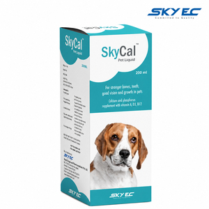 SkyCal Pet Liquid Calcium Phosphorus Vitamin D3 B12 Supplement for Dogs Bone Vision Support Lid 200ml All Breeds All Life Stages - Product Image 1