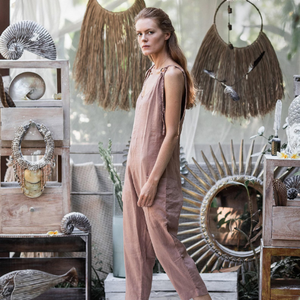 Mono de lino para mujer, ajustado, de lino orgánico, ecológico, informal, para noche, vestido de verano - Product Image 1