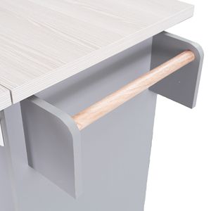 Îlot de cuisine K K avec poubelle intégrée, armoire de rangement, chariot de cuisine à feuilles rabattables avec étagère à épices, porte-serviettes et tiroir roulant - Product Image 2