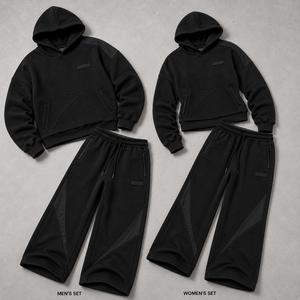 ชุดเซ็ตแทรคสูทพรีเมียม เสื้อฮู้ดดี้สีดำขนาดใหญ่ กางเกงขายาวทรงหลวม ผ้าฟลีซหนานุ่ม สไตล์สตรีทแวร์สำหรับผู้ชาย รับผลิตแบบ OEM ODM ขายส่งแฟชั่น - Product Image 5