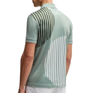 Polo de Hombre con Estampado Geométrico Verde Claro, Manga Corta, Transpirable, Tejido de Poliéster, Estilo Deportivo - Product Image 2