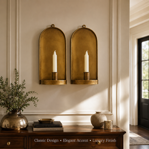 Modern Brass Arched Wall Candle <b>Sconce</b> Decorative Metal Wall Candle Holder Luxury Minimalist Home Décor for Living Room Hallway - Product Image 3