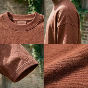 เสื้อยืดวินเทจคุณภาพพรีเมียม ทรงหลวม ไหล่ตก ผ้าคอตตอนหนา สีน้ำตาลซีด สไตล์สตรีทแวร์ สำหรับผู้ชาย - Product Image 5