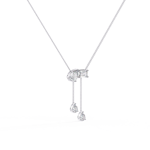 Collar Minimalista con Diamantes Cultivados en Laboratorio en Forma de Pera y Esmeralda, Cadena de Oro Sólido de 14K y Diamantes Cultivados en Laboratorio con Cadena - Product Image 6
