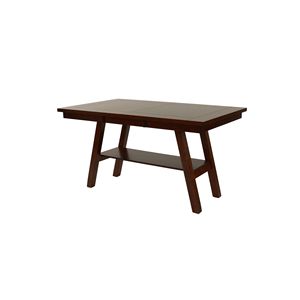 Tavolo da Pranzo Rettangolare con Ripiano, Altezza Bancone, Finitura Noce Scuro, Legno di Gomma - Arredamento per Sala da Pranzo - Product Image 3