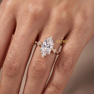 Bague en argent sterling de style vintage avec diamants marquise cultivés en laboratoire de qualité supérieure, bijou élégant pour fiançailles, mariage et fêtes - Product Image 6