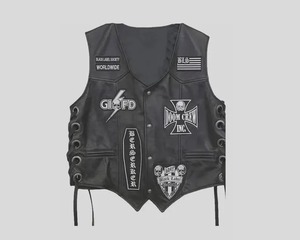 Chaleco de cuero negro para hombre, estilo motero, sin mangas, estilo rock - Product Image 2