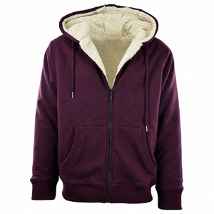 Custom Logo Print 400g Heavyweight Cotton Fleece <b>Zip</b>-Up Hoodie with Anti-Pilling Towel Loop Design Regular Fit for Men Winter - Product Image 2