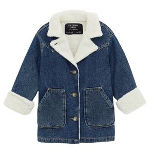 Veste en jean bleue personnalisée OEM pour femme, taille XL, coupe ajustée, motif à carreaux, col en fourrure, boutons sur le devant, respirante, dentelle, hiver - Product Image 1